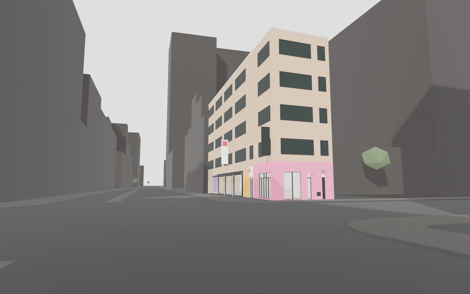 Street view of the model from Lafayette, north of Broome