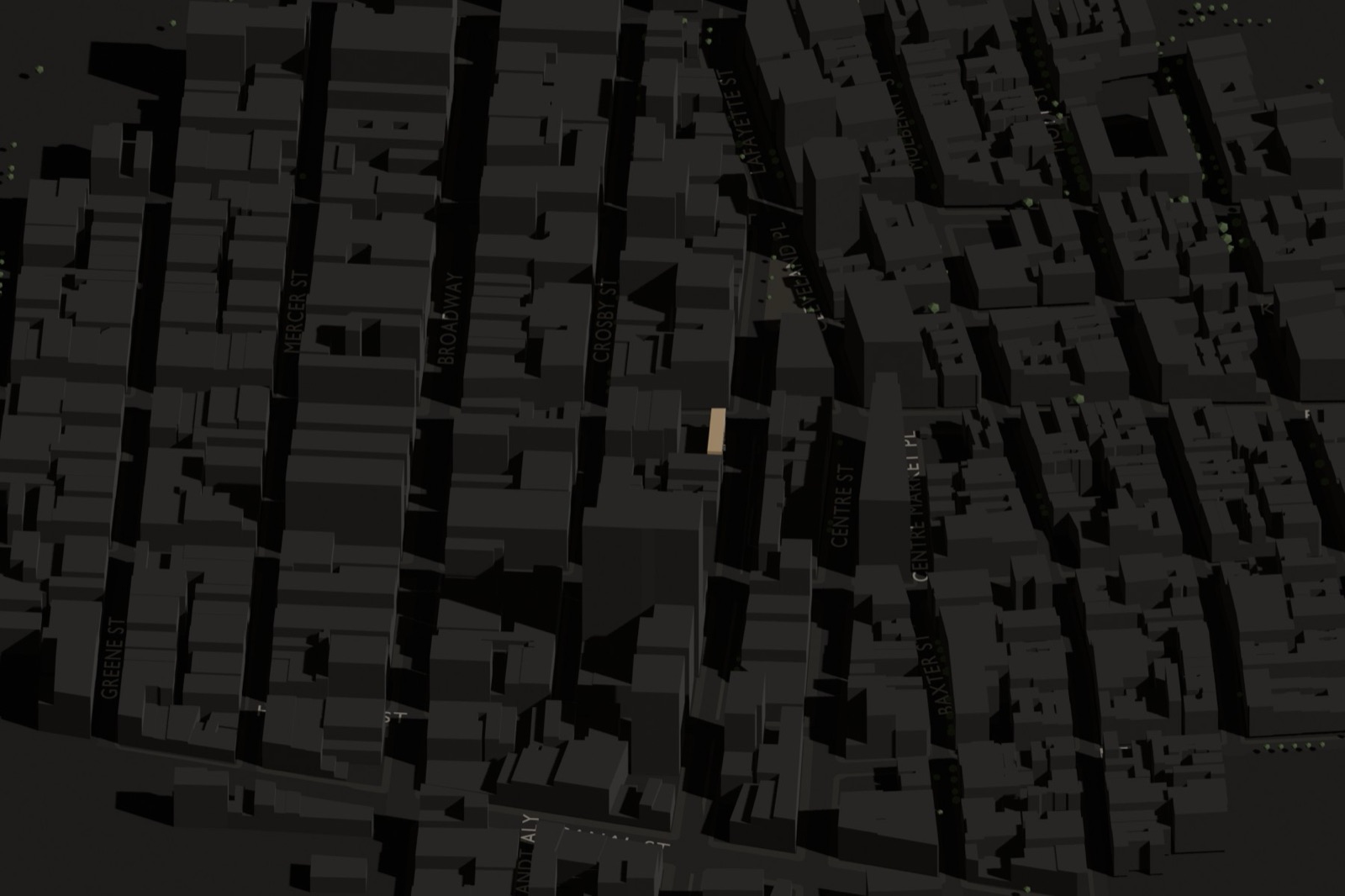 Axonometric of the blocks around 413 Broome Street